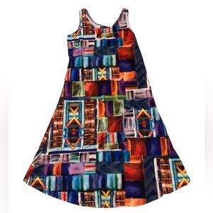 Model France Vibrant Abstract Print Sleeveless Swing Dress - Size M
